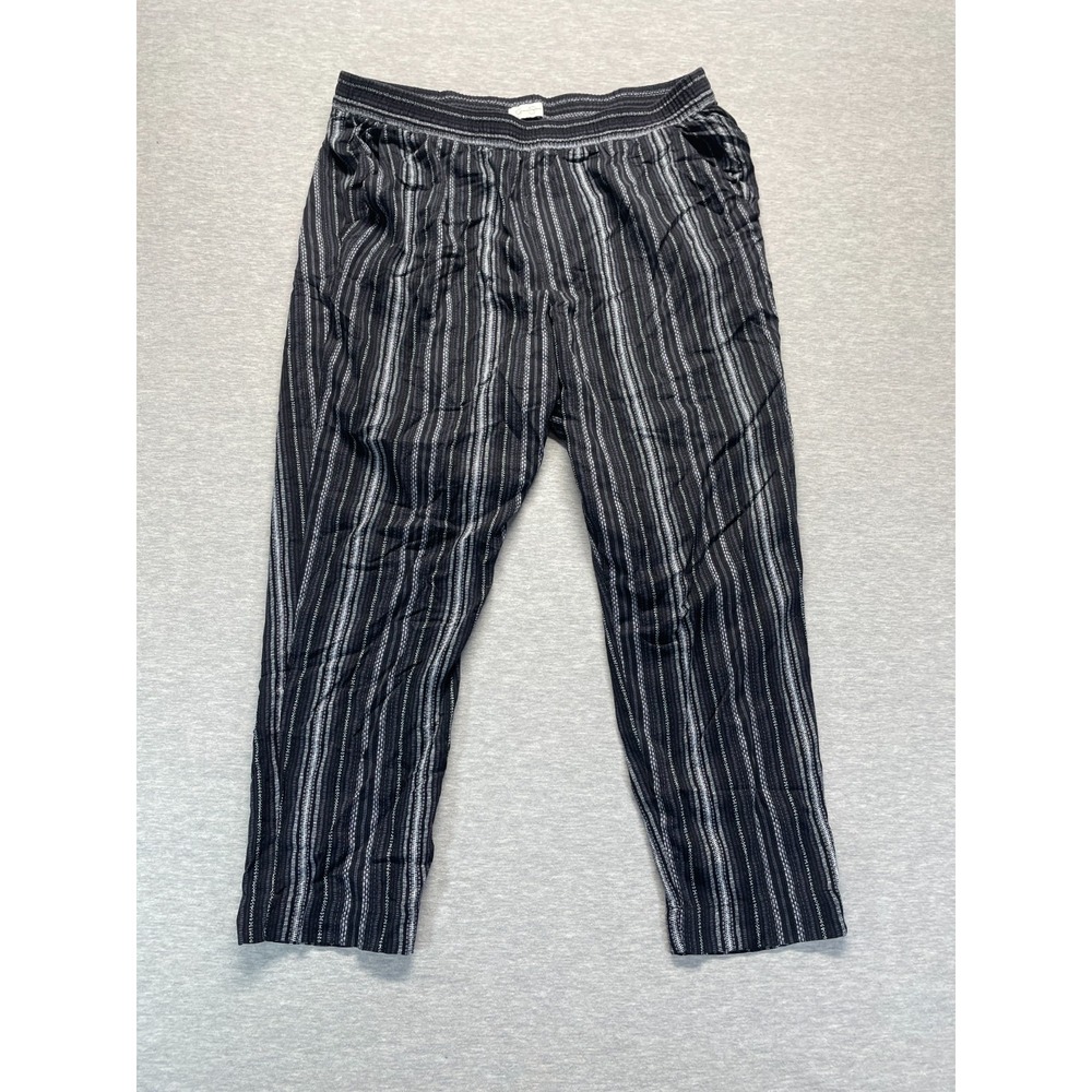 Jessica Simpson Cropped Pants Womens Large Black Striped Viscose Straight Leg